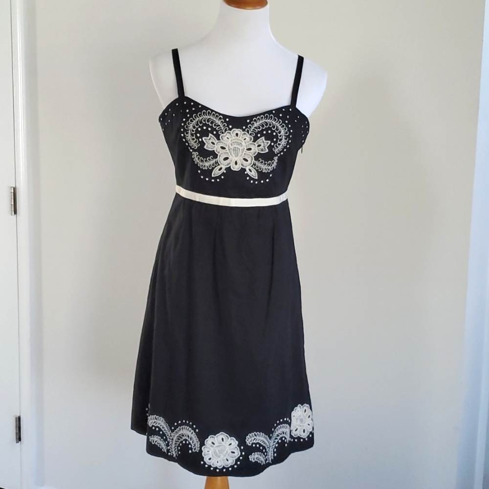 Anthropologie Moulinette Soeurs Cotton Embroidered Cotton Dress, Size 10